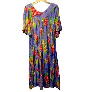 Bechamel tropical floral kaftan mumu midi dress size XL
